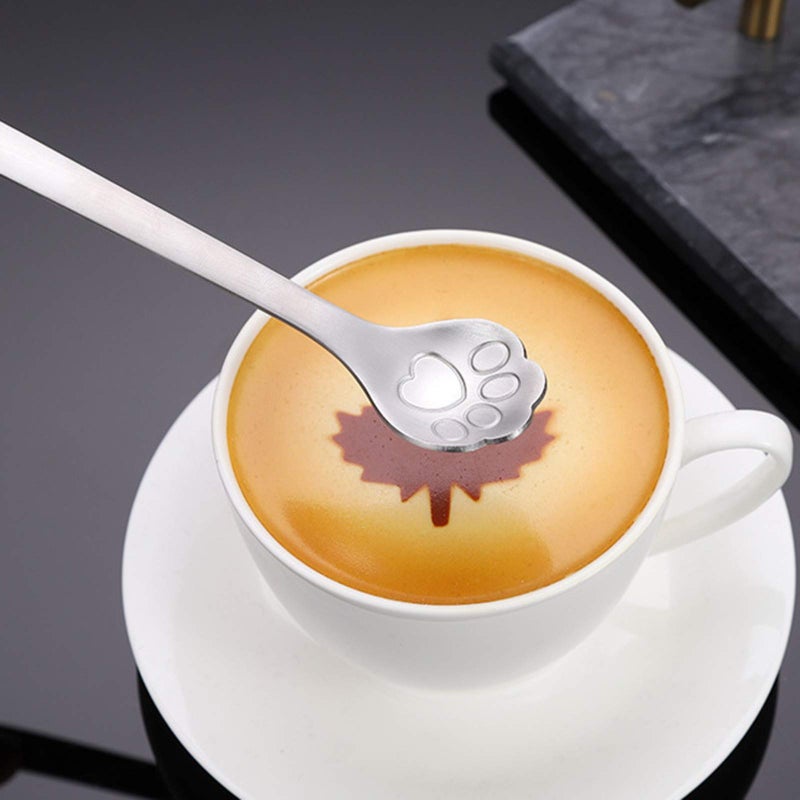 Maydahui 6 PCS Cat Paw Spoon Hollow Out Coffee Spoons 5.8 inch 18/10ï¼ˆ304 ï¼‰Stainless Steel Teaspoon for Dessert Ice-cream Stirring Home Kitchen Restaurant - Image 5